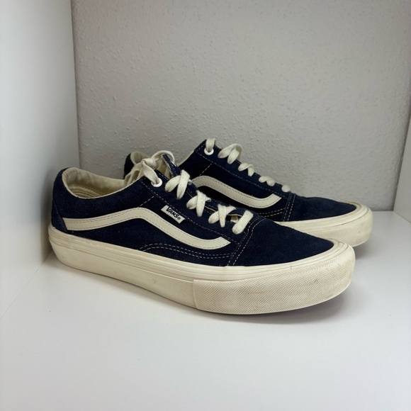Vans Pro Old Skool Sneakers Size 9.5 Womens 8 men’s Navy Blue Suede - Picture 2 of 7